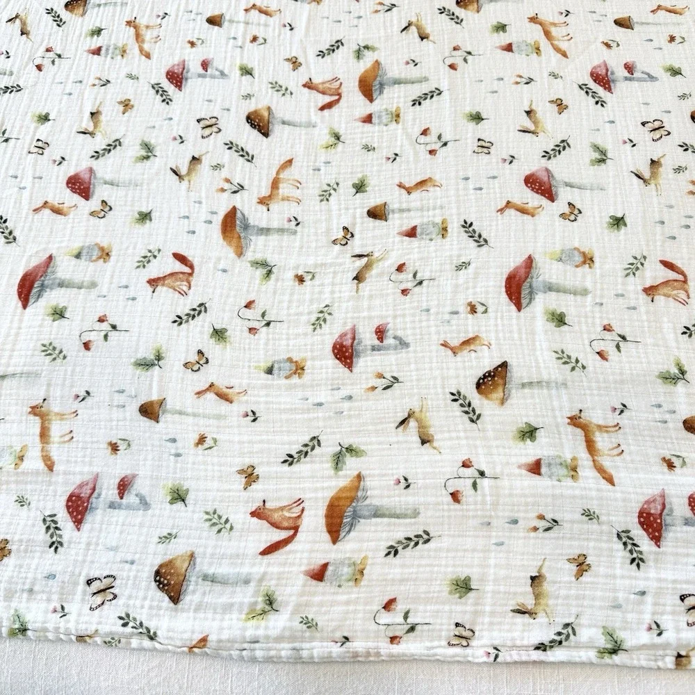 Loulou Lollipop Woodland Gnome Baby Swaddle Blanket Mushroom Fox Bunny Bamboo